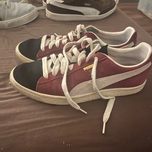 used red puma sneakers